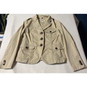 Talbots Petites Women’s Khaki Utility Safari Jacket Blazer Size 6
